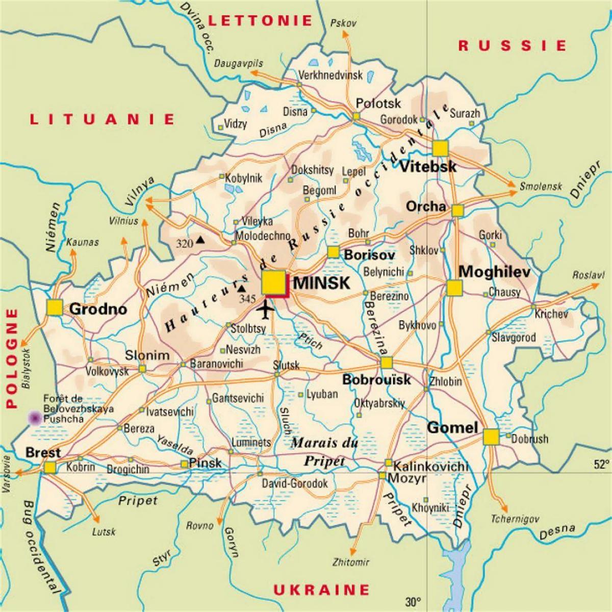 Kaart Valgevene linnad